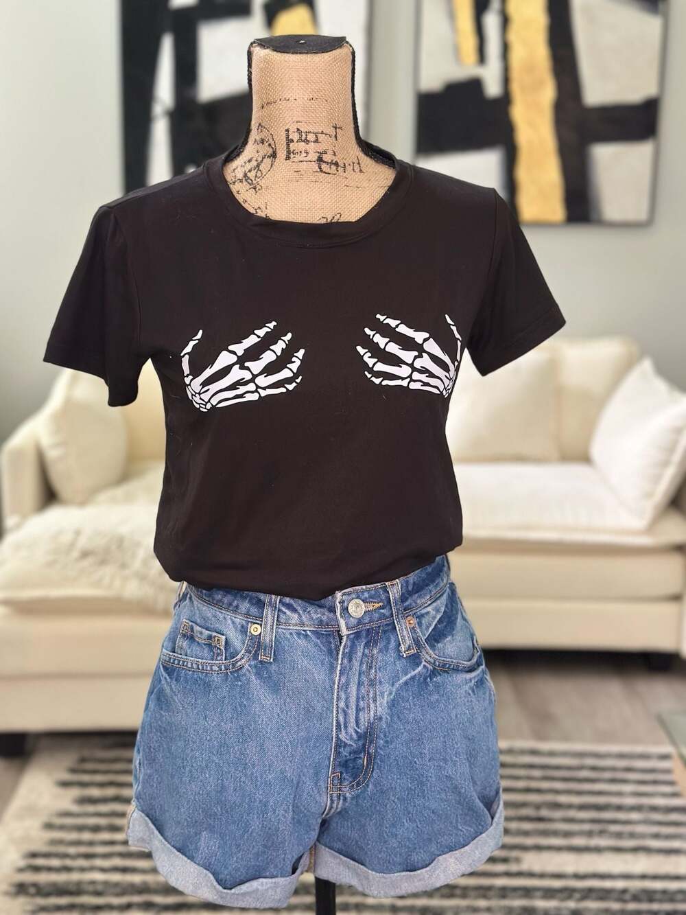 Women's Skeleton Hands Graphic T-Shirt